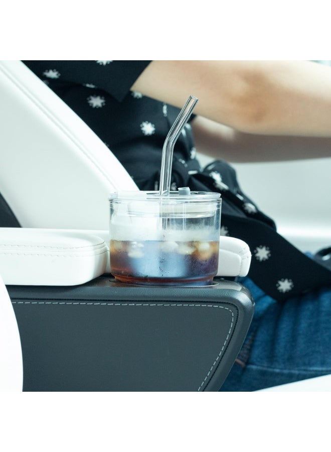 13oz / 400ml كوب الماء، أكواب القهوة المثلجة مع القش والغطاء المختوم تحمل، كوب القهوة الزجاجية كوب الشاي المثلج كأس زجاج معزول الجدار السميك (أبيض، 2pack) - Image 5